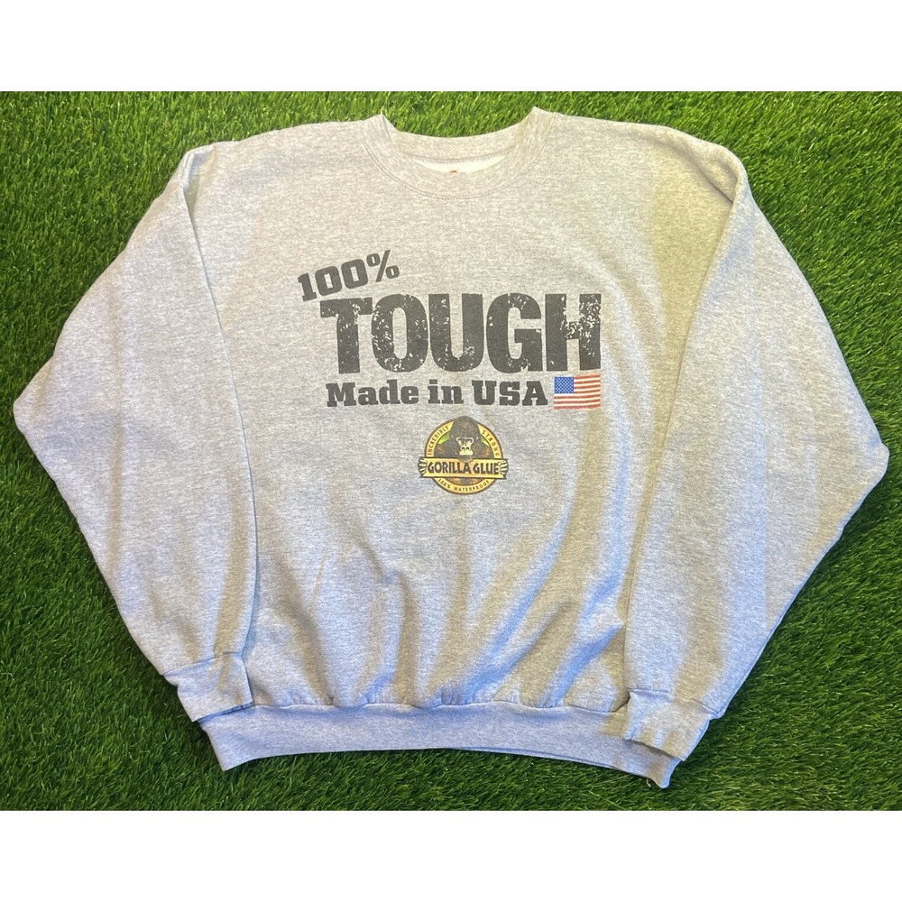 Gorilla Glue Tough Mens Size XL Long Sleeve Sweater Shirt Grey Used Rare
